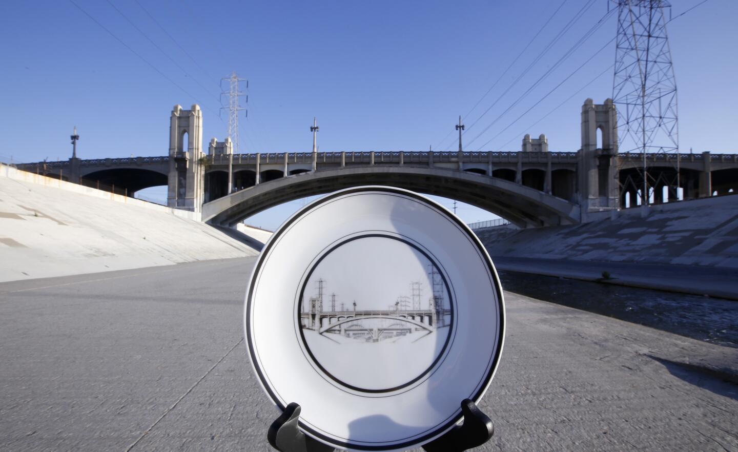 L.A. bridges on plates