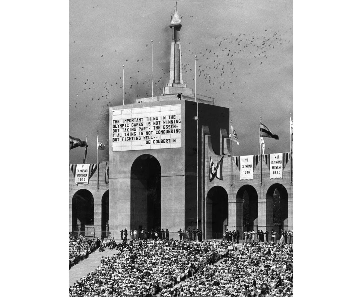 July 30, 1932: The opening ceremony of the 1932 Olympics was held at the Los Angeles Memorial Coliseum.