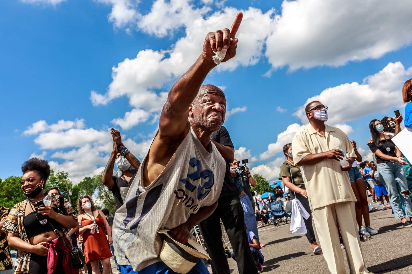 A man dances during a Juneteenth event in Minneapolis.