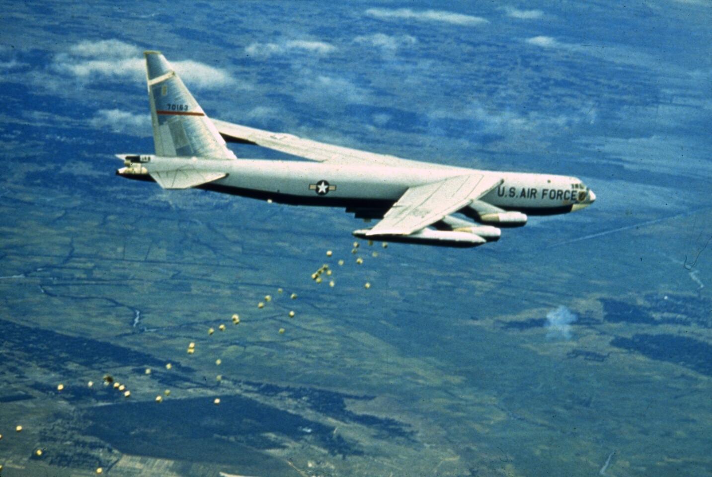 An American B-52 bomber over Vietnam in 1966.