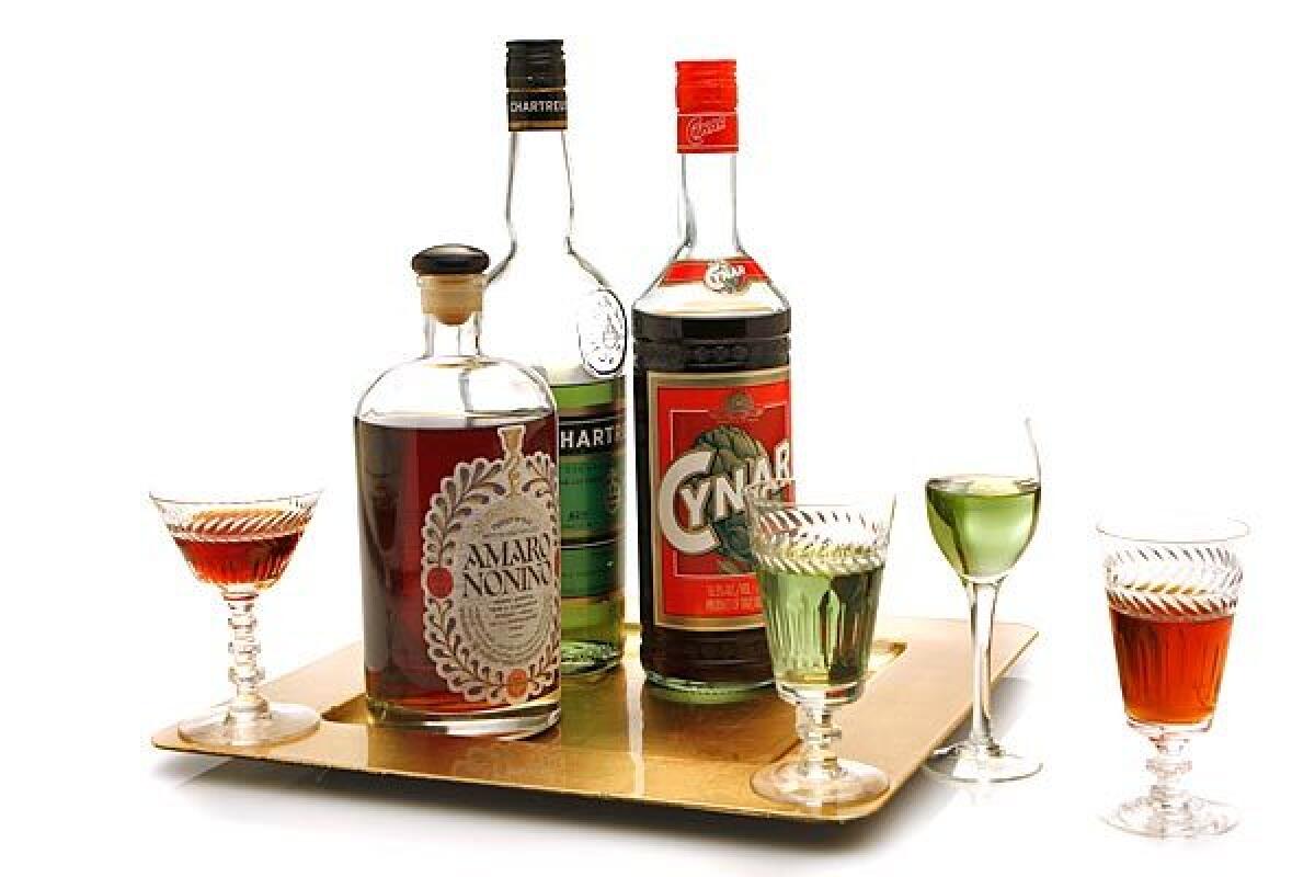 Digestifs include Amaro Nonino, from Italy; Chartreuse, from France; and Cynar, also from Italy.