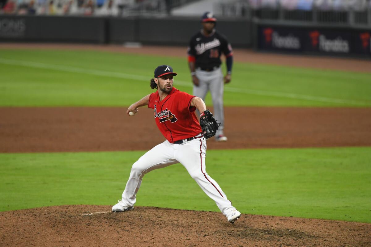 Atlanta Braves' Charlie Culberson pitches against the Washington Nationals on Sept. 4.