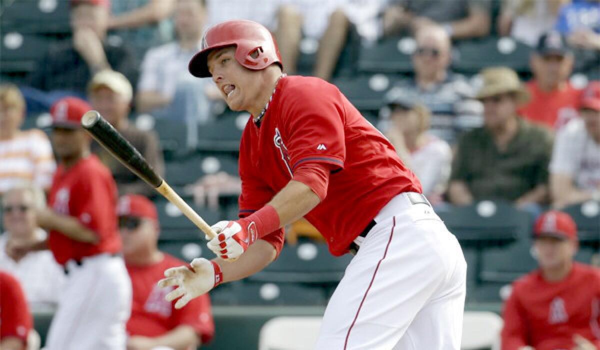 Mike Trout went two for three at the plate with a home run in the Angels' 3-2 victory Thursday over Kansas City.