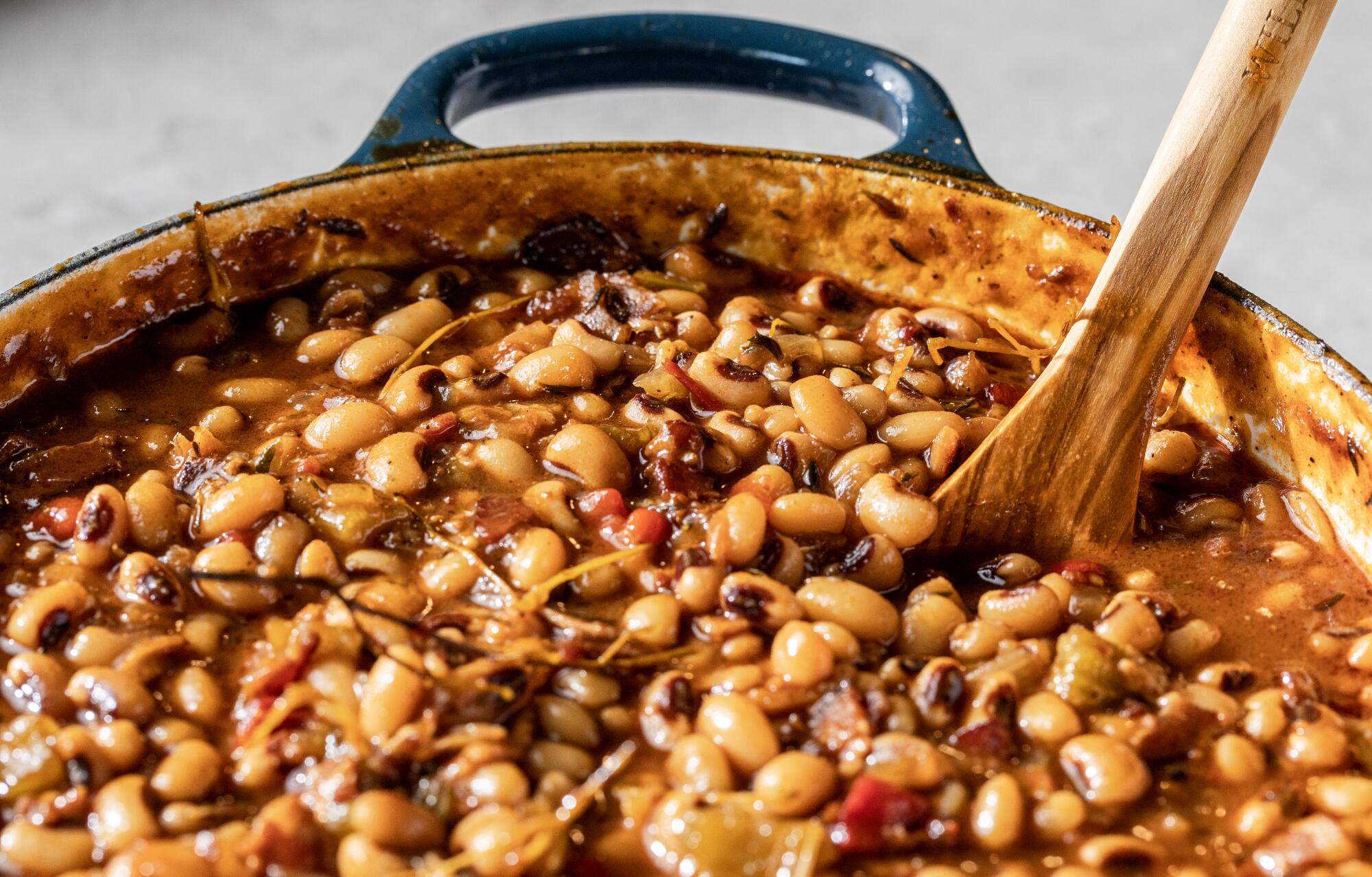 Baked beans are made with ketchup, brown sugar and a plethora of spices for warmth and sweetness.