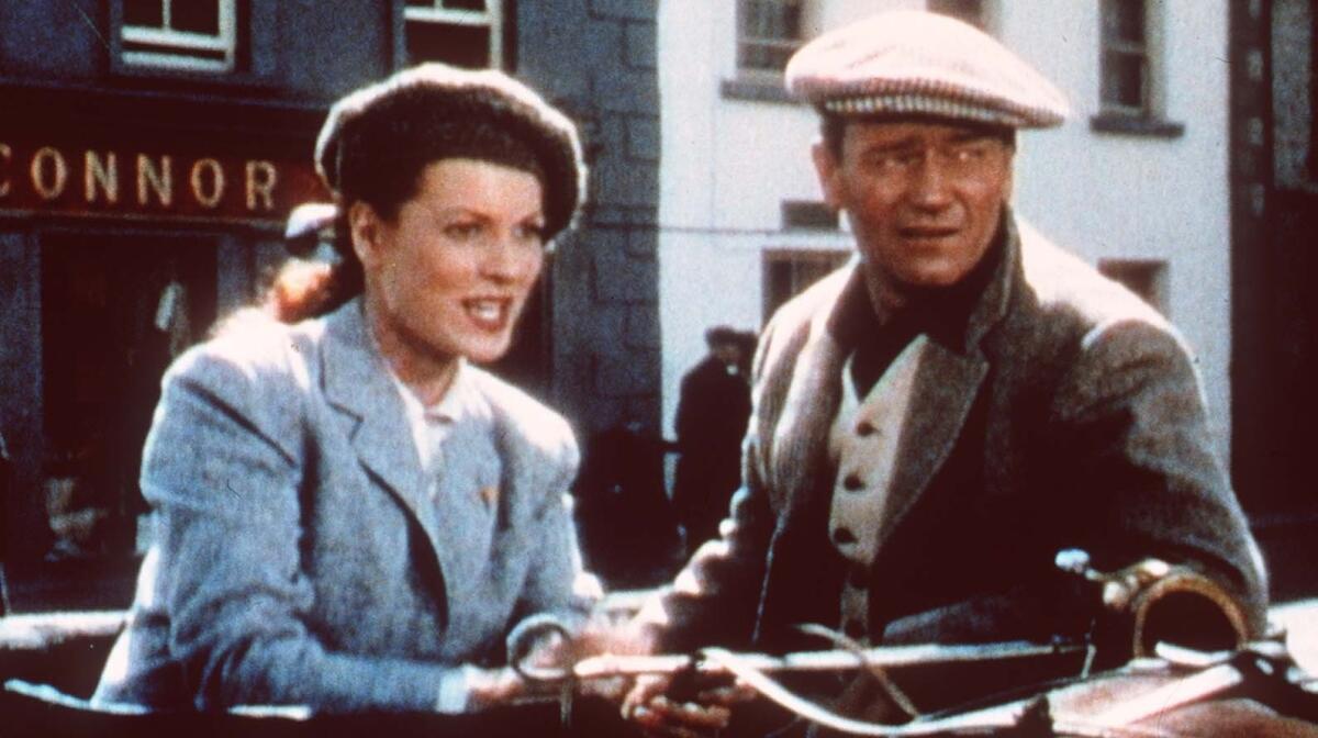 Maureen O'Hara and John Wayne star in director John Ford's 1952 release of "The Quiet Man."