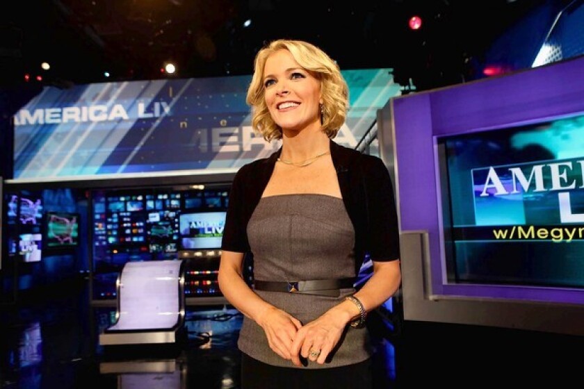 I'm not big on the hot pinks, bright reds. I just don't have a lot of that in my wardrobe. I like black, white and navy," says Fox News' "American Live" anchor Megyn Kelly.