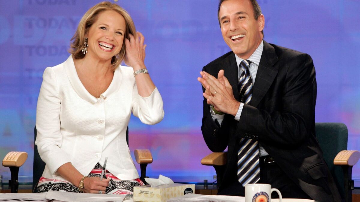 Katie Couric and Matt Lauer in Couric's final "Today" show broadcast in 2006.