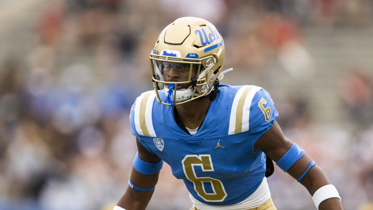 UCLA defensive back John Humphrey follows a play.