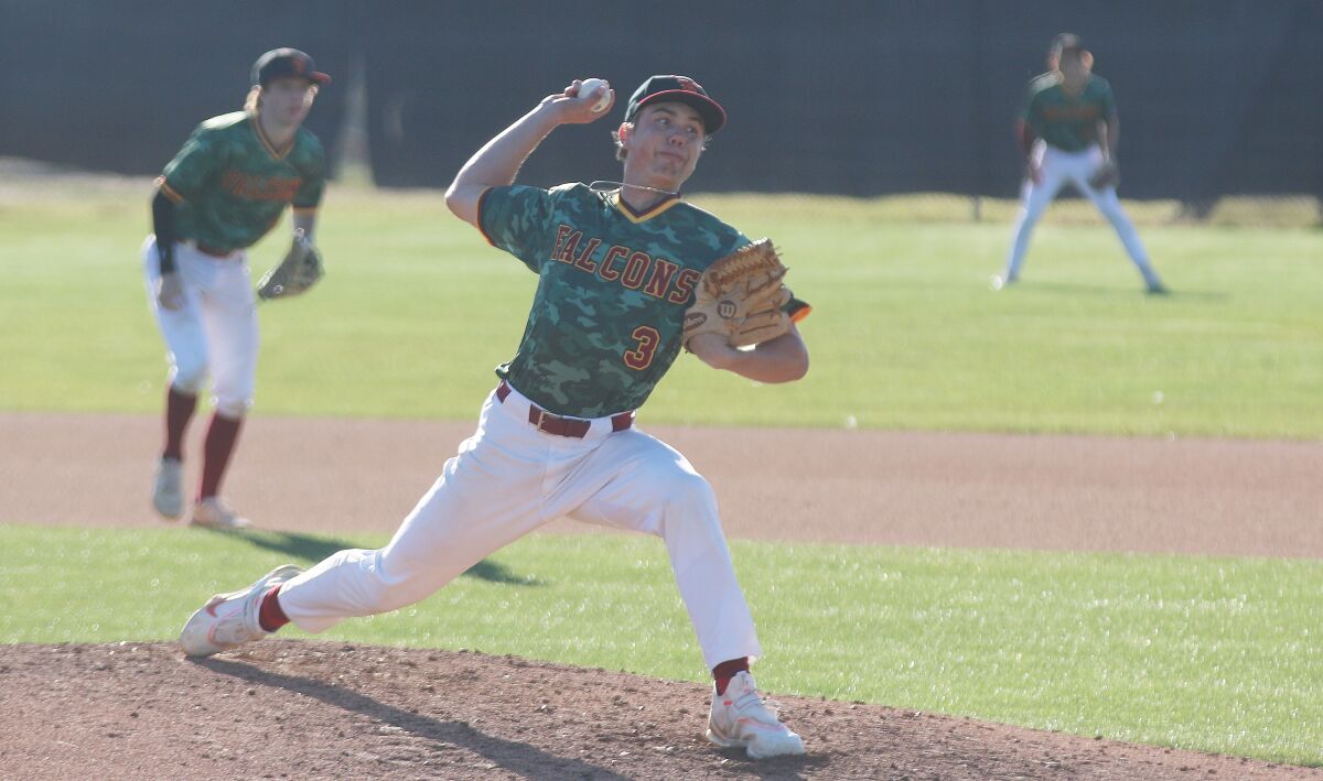 Right hander Grayson Bonanno is part of a deep Falcon pitching staff.