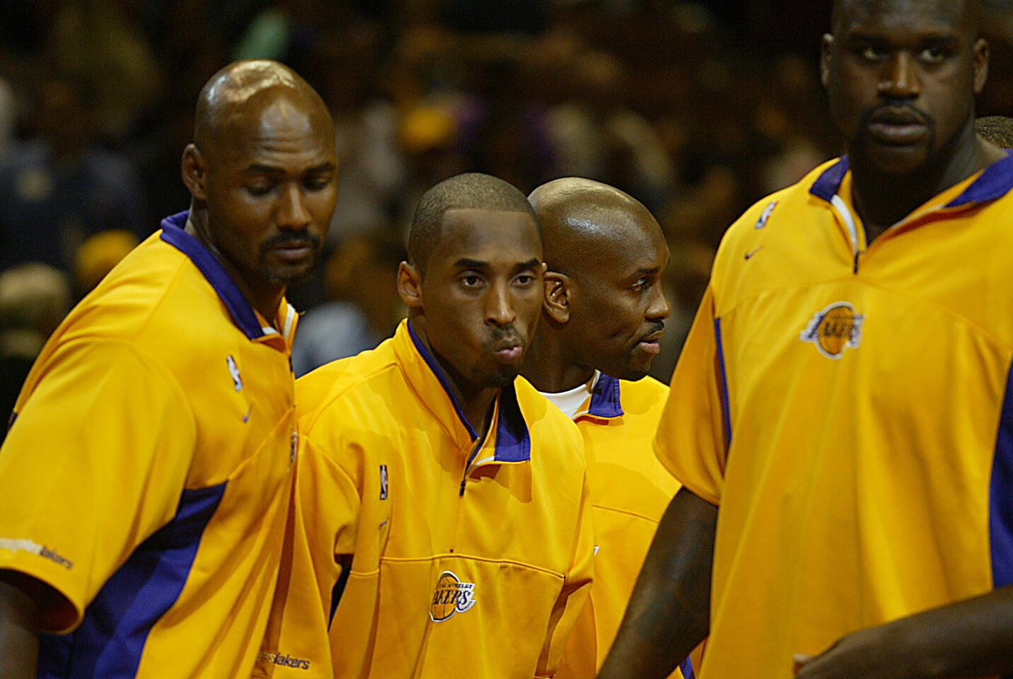Lakers, from left, Karl Malone, Kobe Bryant, Gary Payton and Shaquille O'Neal.