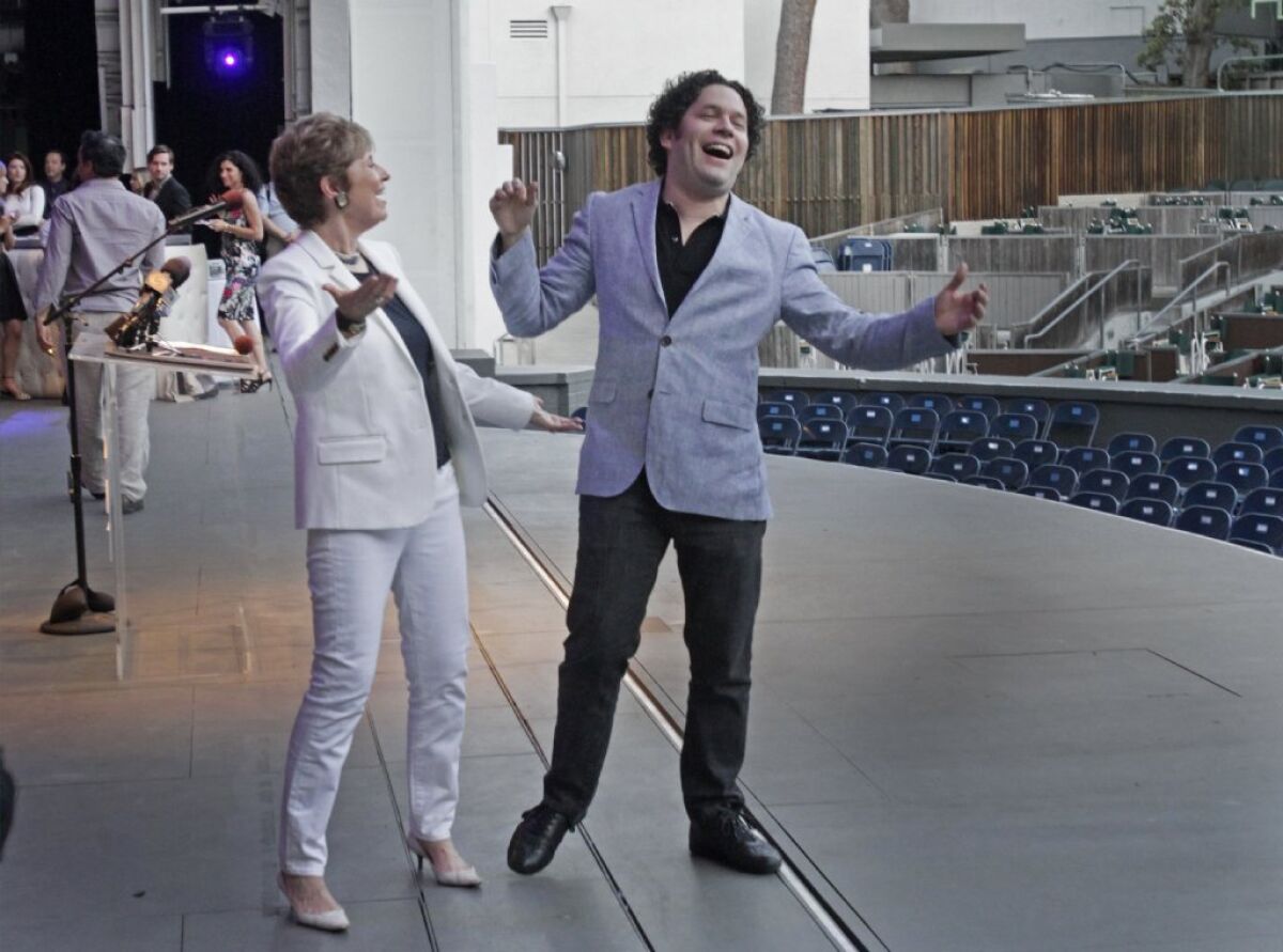 Nearing bliss? Mirthful laughter -- such as that shared this week by L.A. maestro Gustavo Dudamel and L.A. Philharmonic President Deborah Borda -- sets off brain wave patterns quite similar to those attained during meditation by expert practitioners, a new study says