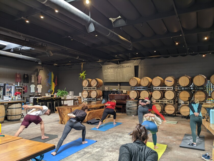 The Vinyasa and Vino event will be held at Carruth Cellars Solana Beach on Jan. 29.