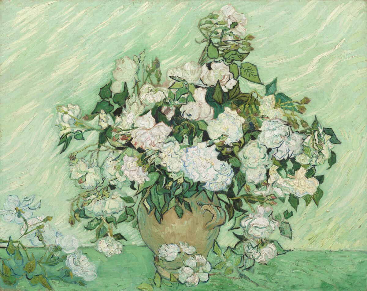 An oil painting of roses.