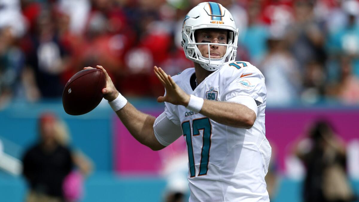 Quarterback Ryan Tannehill and the Dolphins are a big underdog to the Patriots.