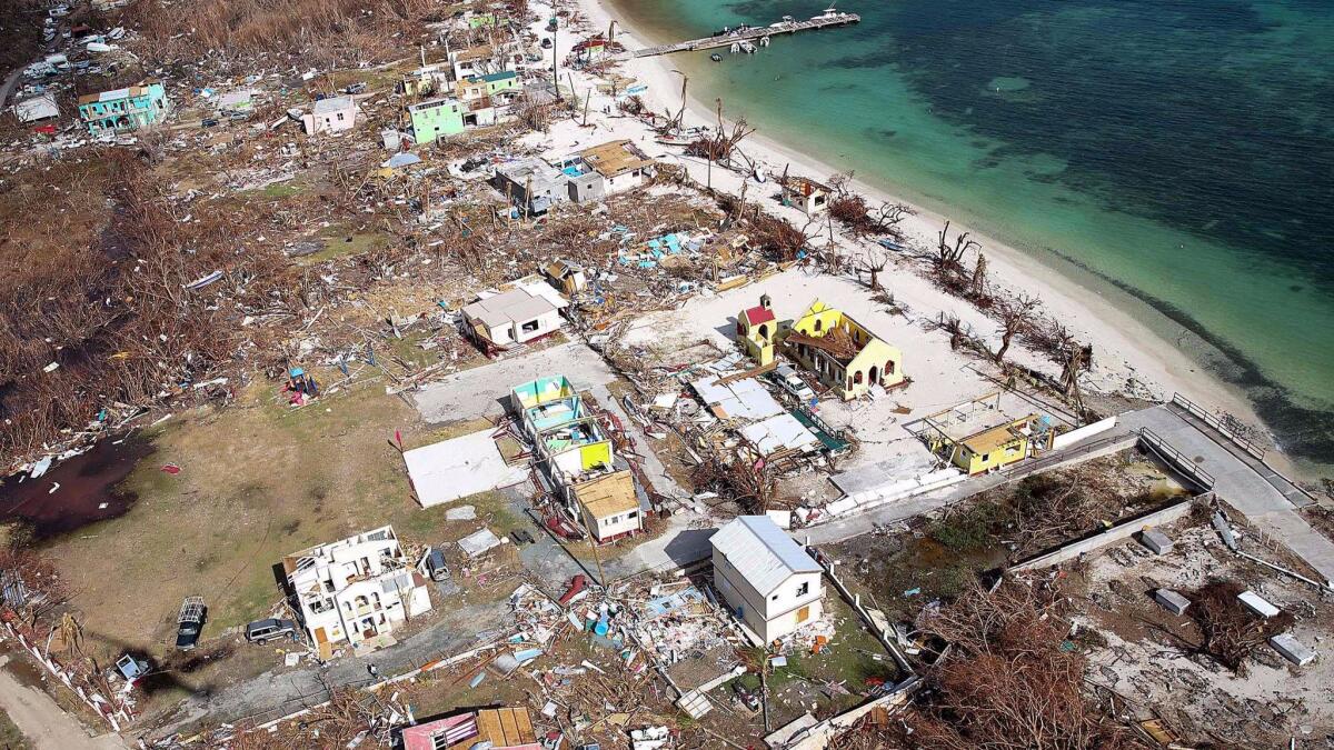 The devastation of the island of Jost Van Dyke in the British Virgin Islands on Sept. 11 after Hurricane Irma. (Capt. George Eatwell / British Ministry of Defense)