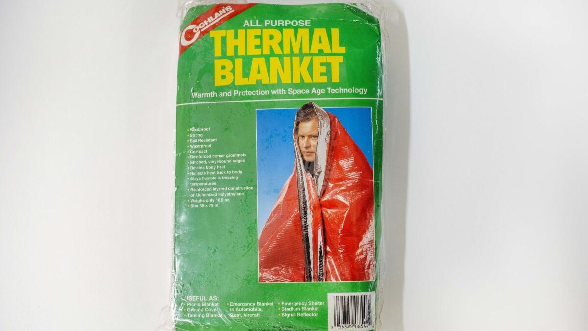 Thermal blankets are inexpensive — and can be handy in certain emergencies.