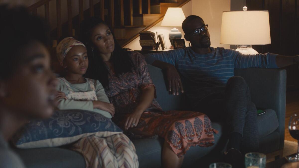 Eris Baker, front left, Faith C. Herman, Susan Kelechi Watson and Sterling K. Brown in the Season 5 premiere of "This Is Us."