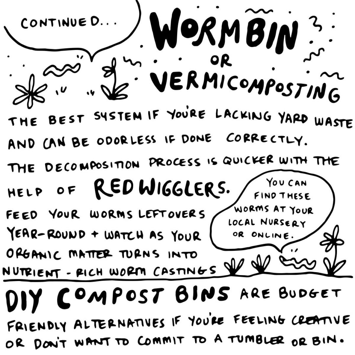 "continued... wormbin or vermicomposting. DIY compost bins are budget friendly alternatives."