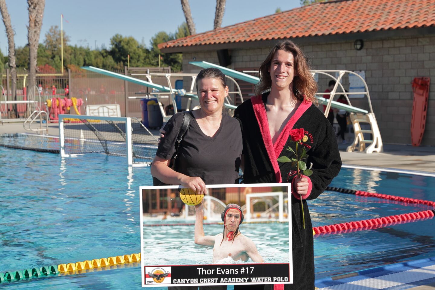 Senior Thor Evans with his mom