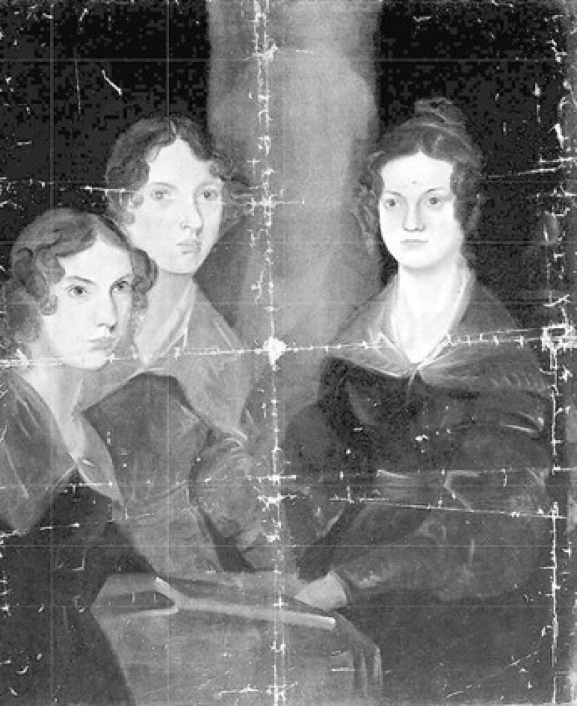 Bramwell Brontës' portrait of his sisters painted in oils in 1833-4. Anne, left, Emily and Charlotte.