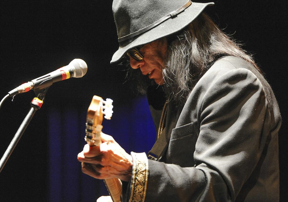 Singer-songwriter Sixto Rodriguez performs at the Beacon Theatre on April 7, 2013, in New York. 