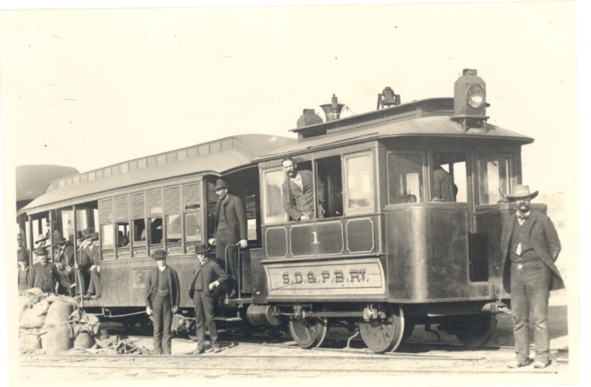 Rails for the La Jolla extension of the Pacific Beach railroad were laid beginning in 1894.