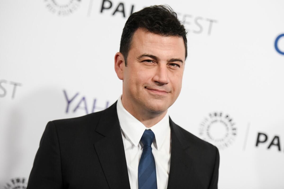 Jimmy Kimmel arrives at a PaleyFest event in 2015 at the Dolby Theatre in Hollywood.