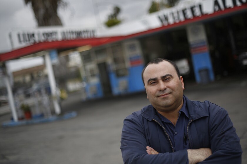 Luis Lopez, owner of an auto repair shop in Atwater Village, backed Mayor Eric Garcetti's election but says he won't vote for Garcetti in 2017. The mayor has "just forgotten who supported him," Lopez says.