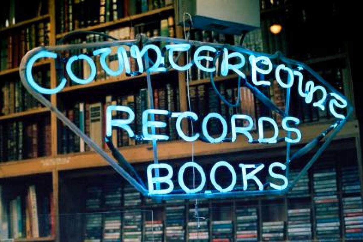The sign at Counterpoint Records and Books.