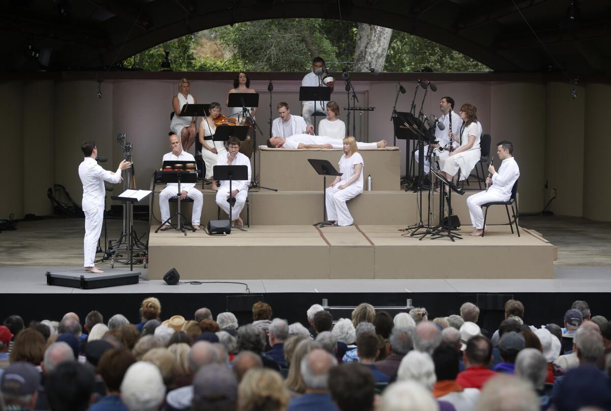 Members of International Contemporary Ensemble and Roomful of Teeth perform at Libbey Bowl in 2016.