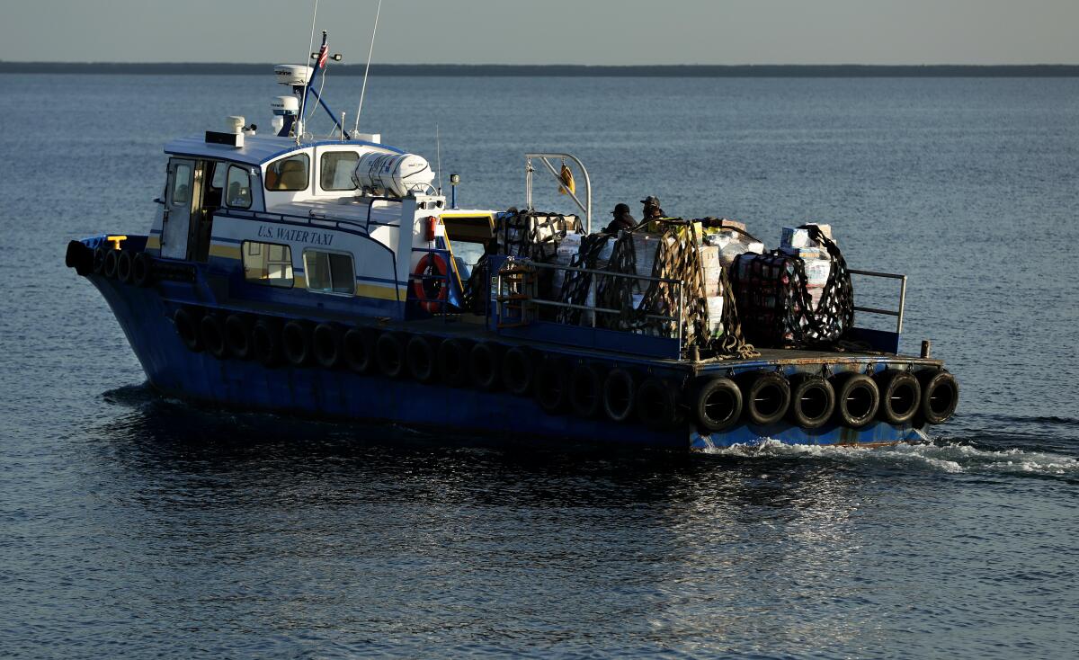 Orders from Harbor Ship Supply are taken by U.S. Watertaxi to the ships.