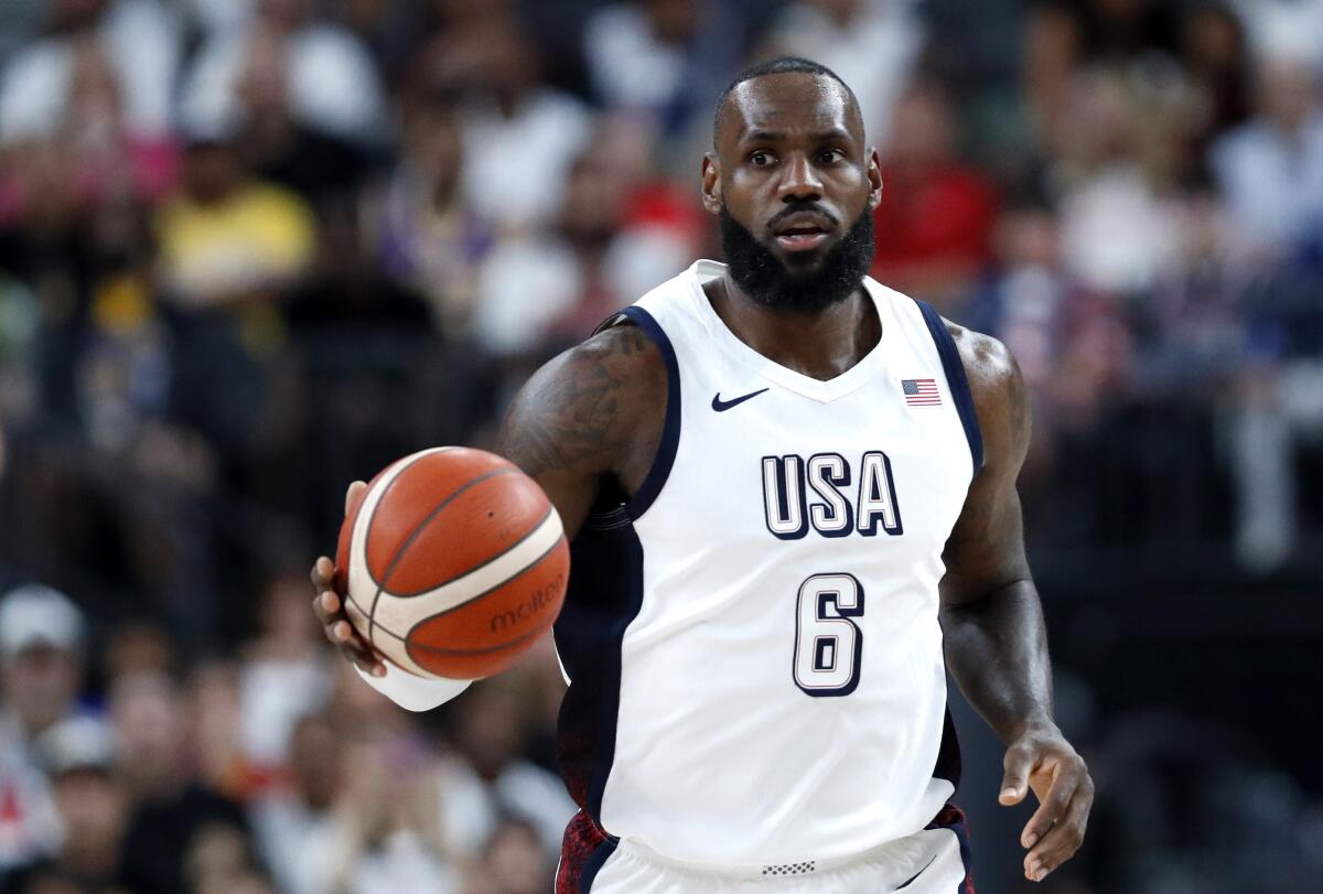 United States forward LeBron James (6) t