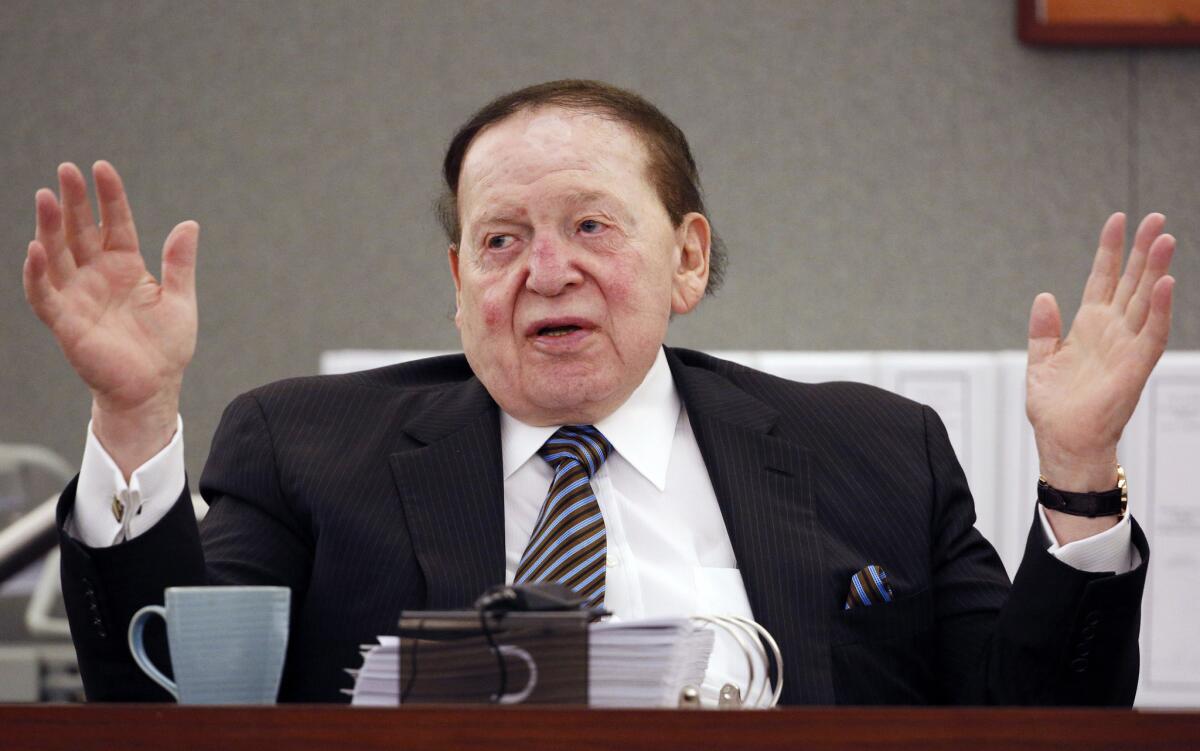 The NFL's perfect partner? Las Vegas Sands Corp. Chairman and Chief Executive Sheldon Adelson, testifying last year in a lawsuit in Las Vegas.