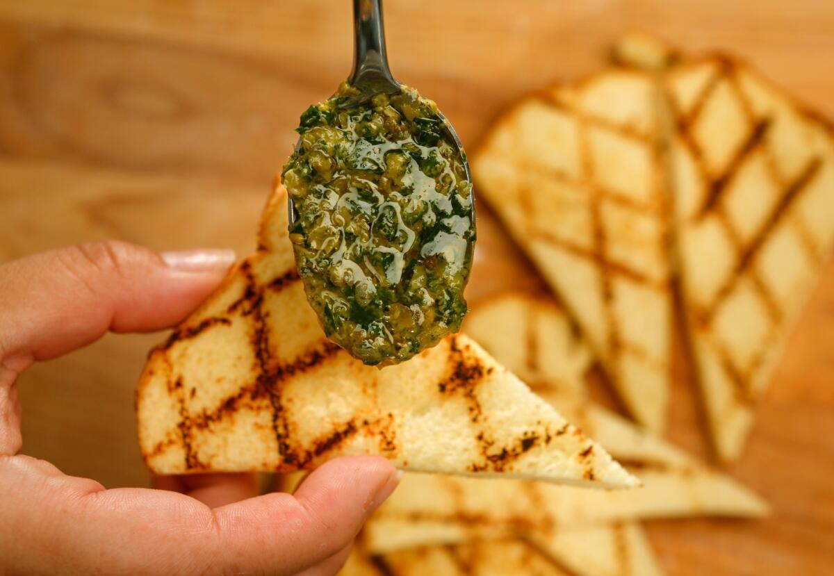 Salsa verde made with salted anchovies.
