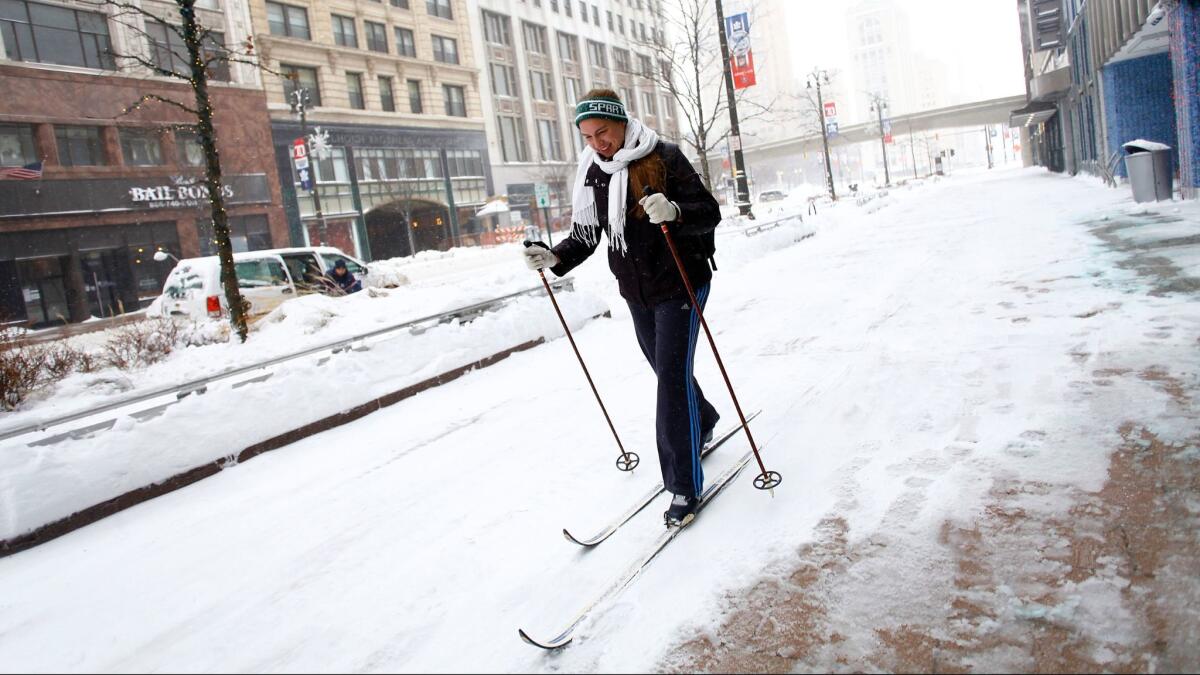 Alison Mueller skied to work in Detroit in 2014, when a polar vortex weather pattern brought extremely cold weather to vast parts of the the U.S.