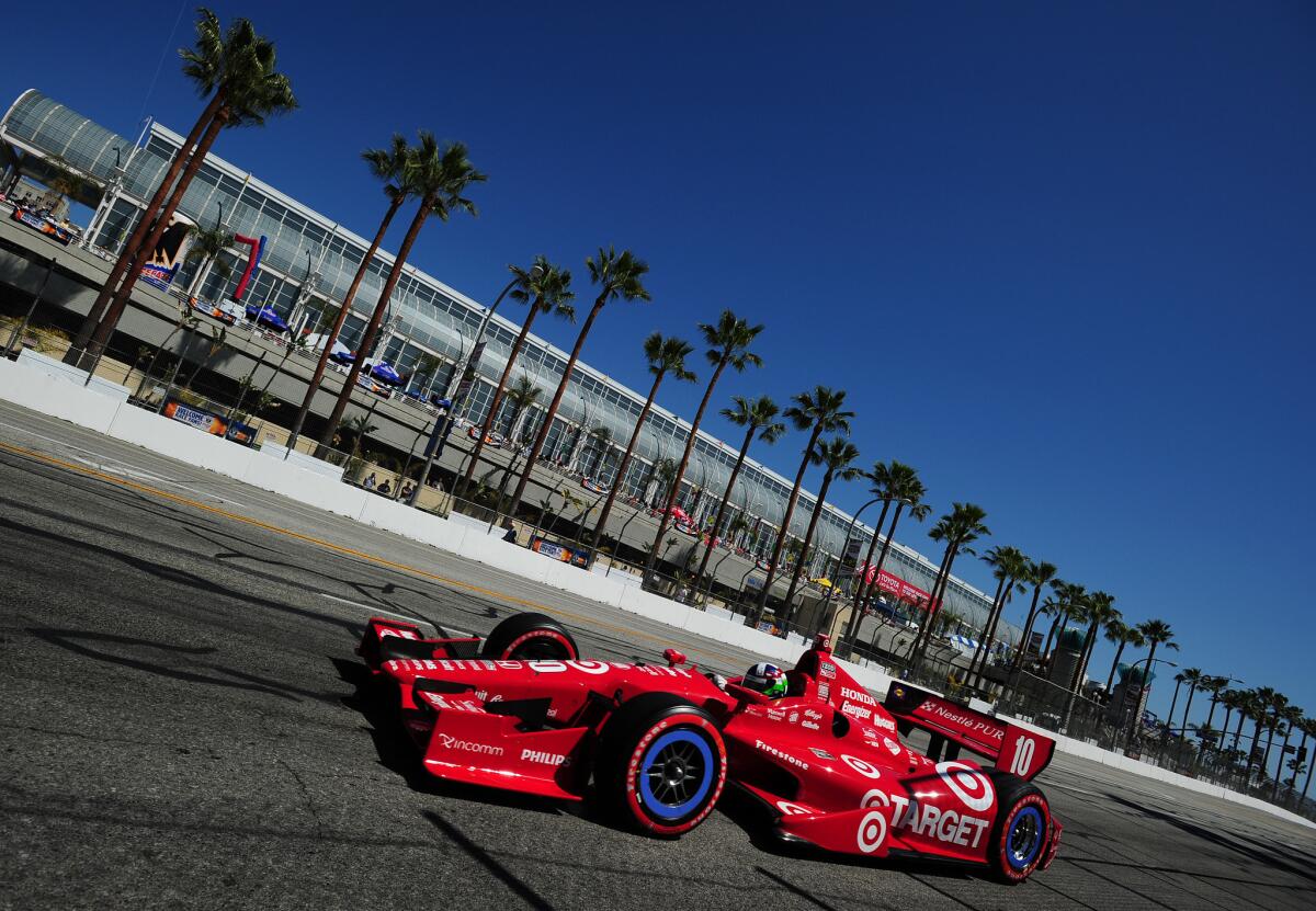Dario Franchitti of Scotland, driver for Ganassi Racing, during qualifying for last year's IndyCar Series Toyota Grand Prix of Long Beach.