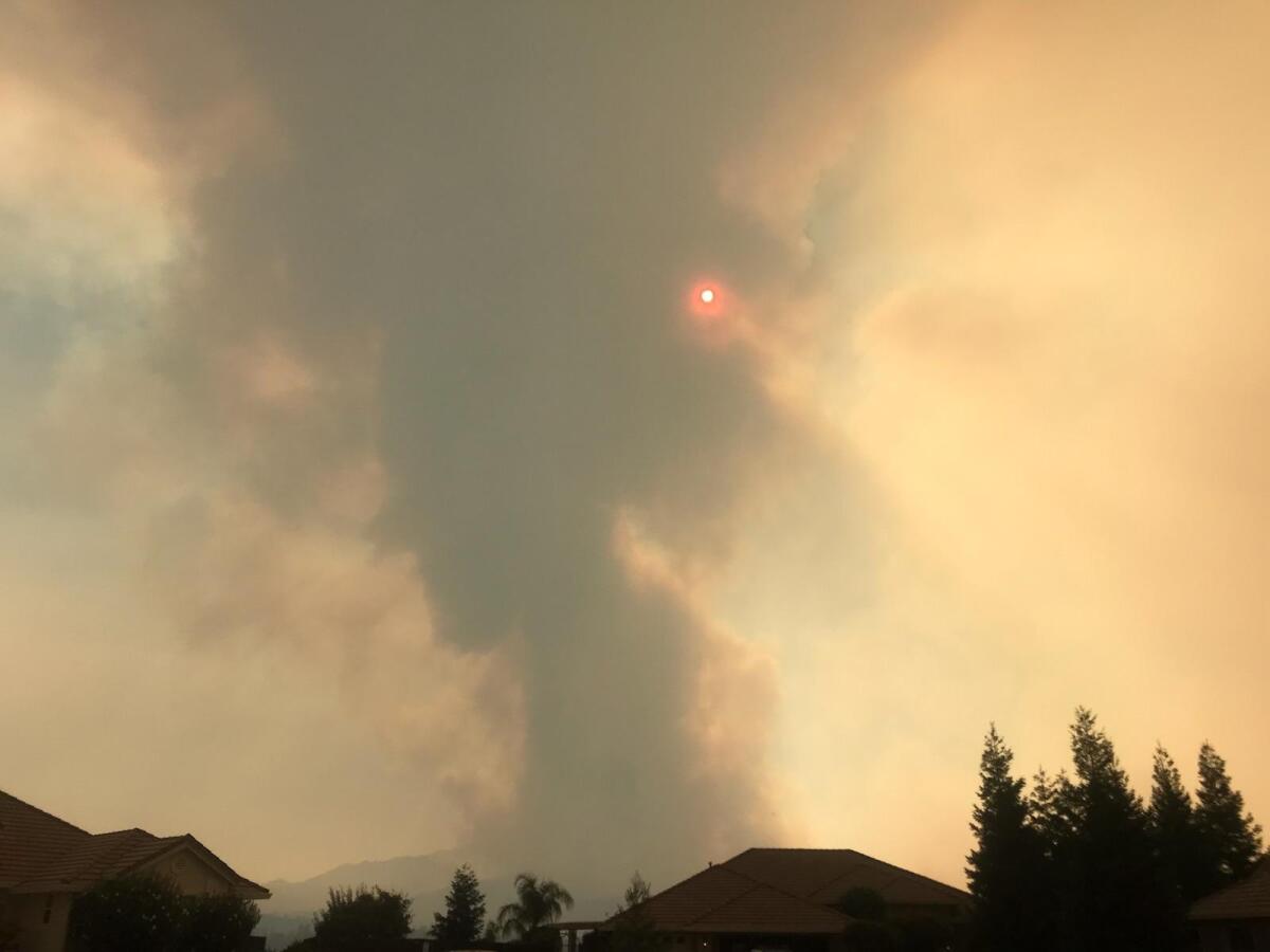 The Carr fire, as seen at 5:21 p.m. on Thursday, July 26, 2018. (Morgan Gregory)