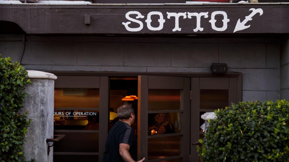 The entrance to Sotto, Steve Samson's Southern Italian restaurant in Pico Robertson.