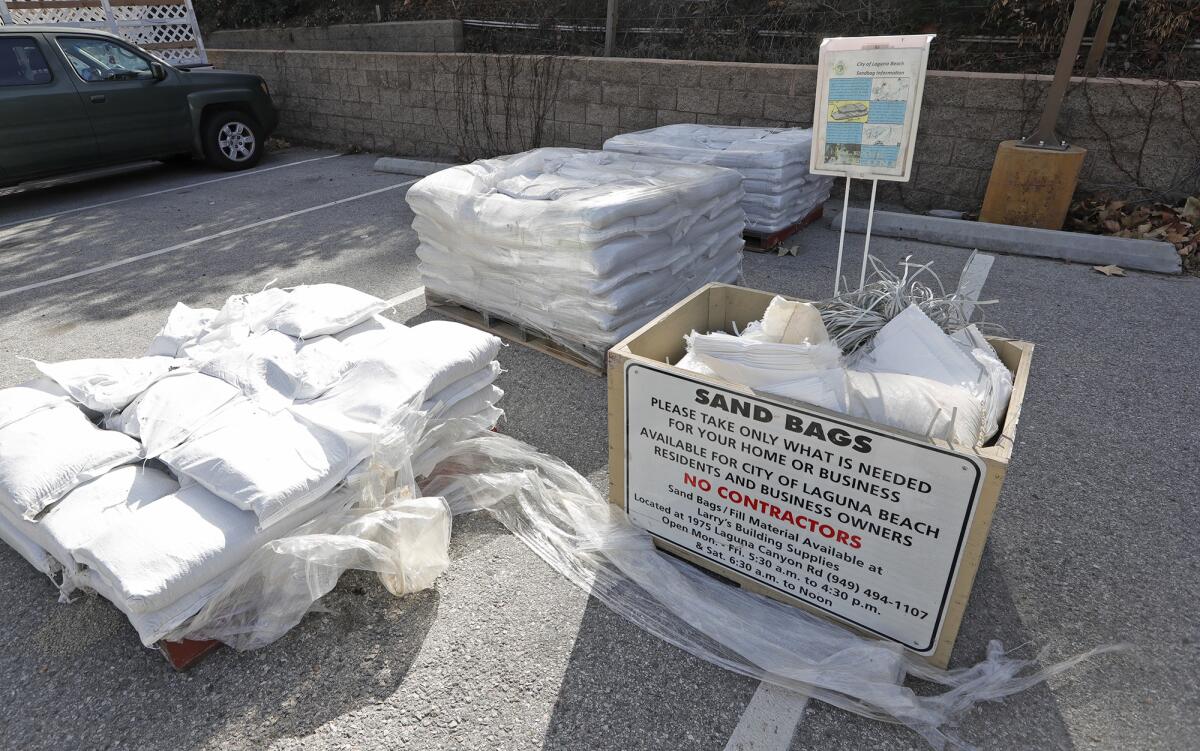 The city of Laguna Beach is providing free sand bags to residents as they prepare for the winter storm.