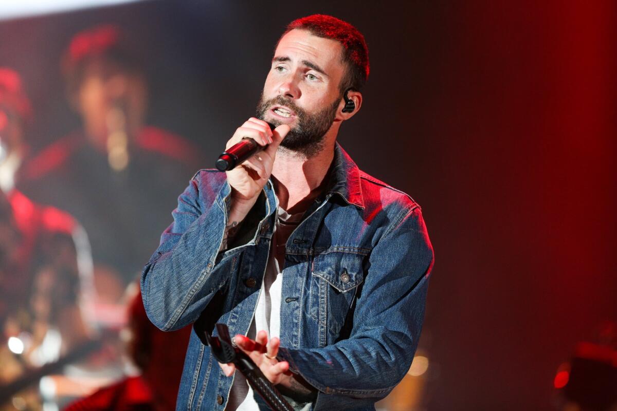 Adam Levine of Maroon 5 performs at the We Can Survive Concert at the Hollywood Bowl on Saturday, Oct. 24, 2015, in Los Angeles.
