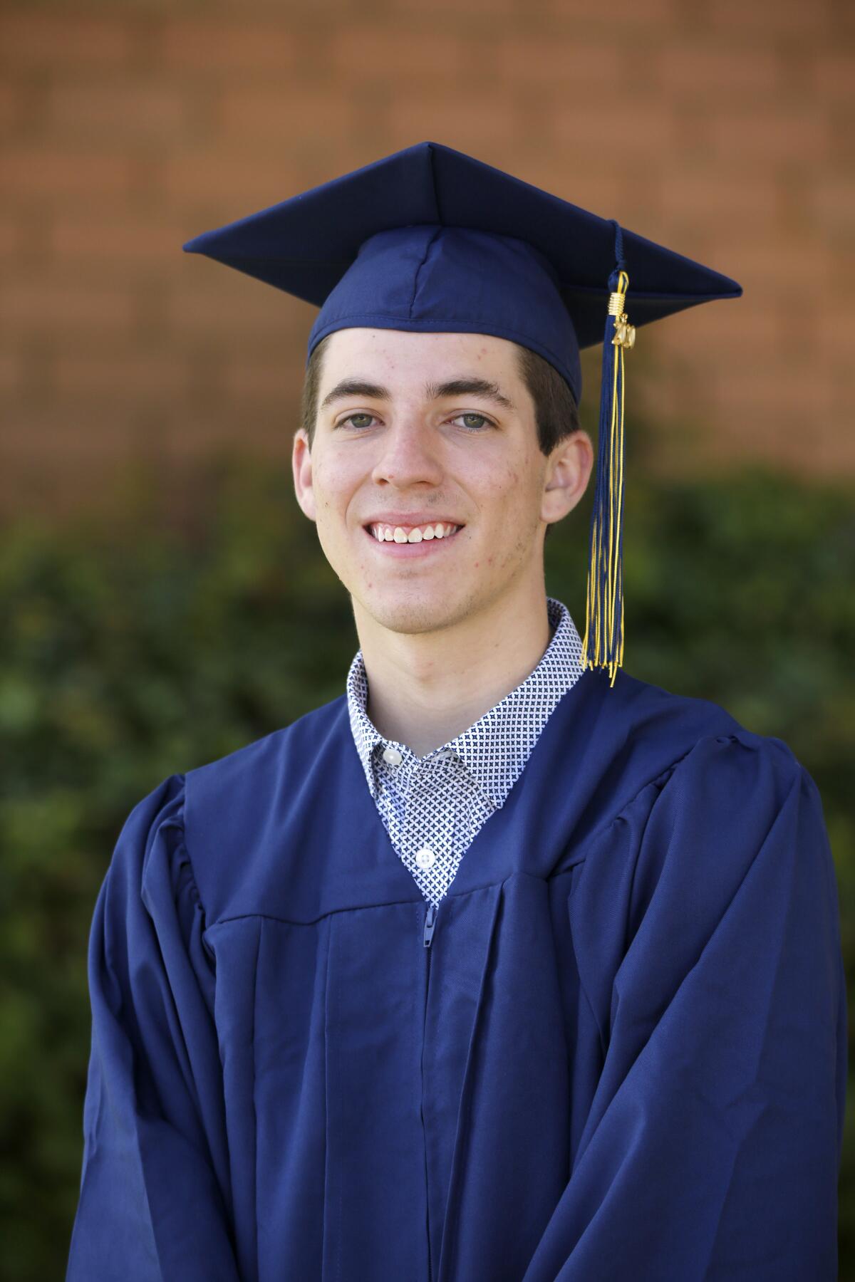Matthew Bowman, 19, of Mission Viejo, is part of Newport Christian School's first graduating class since 2010.