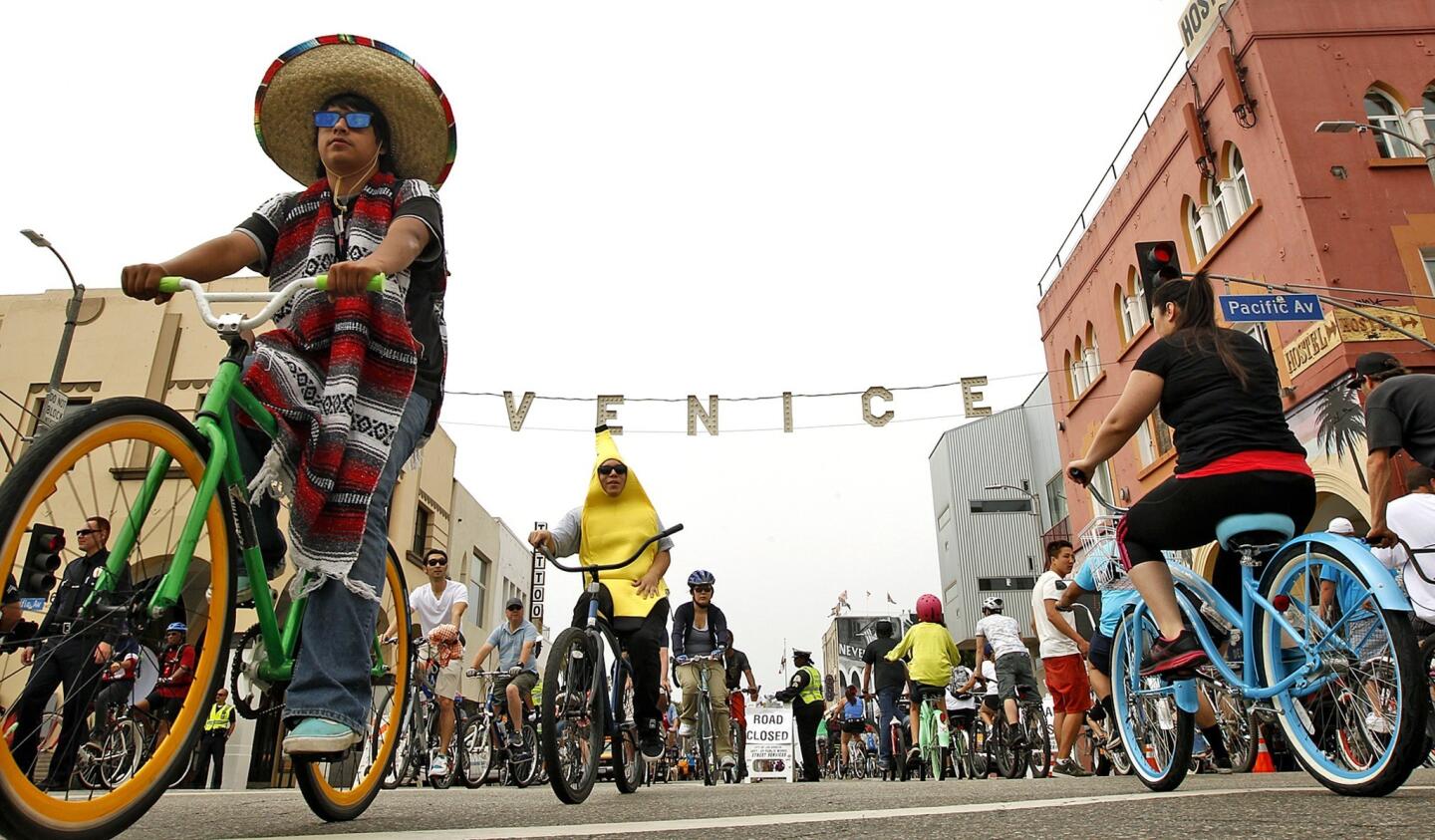 CicLAvia participants arrive in Venice Beach.