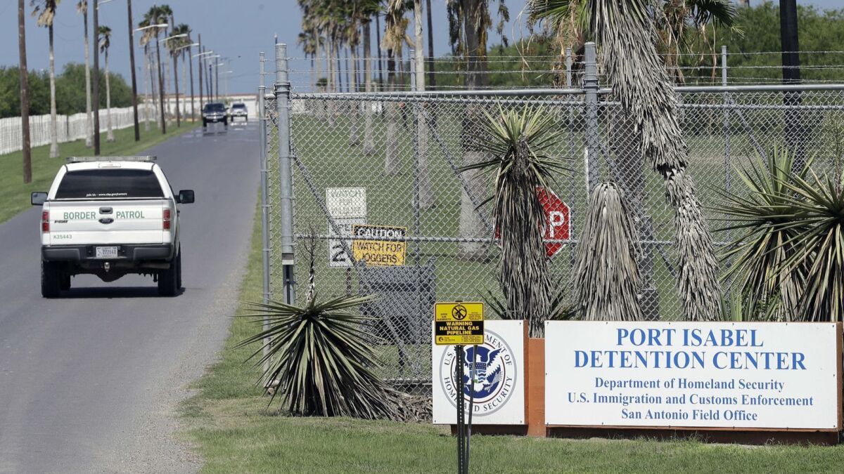 A U.S. Border Patrol truck enters the Port Isabel Detention Center, which holds detainees of the U.S. Immigration and Customs Enforcement in Los Fresnos, Texas.