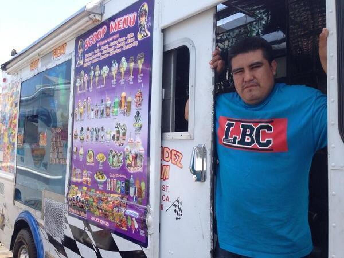Ismael Hernandez, an ice cream truck vendor in Long Beach, is worried that if customers can't hear the music, they won¿t come.