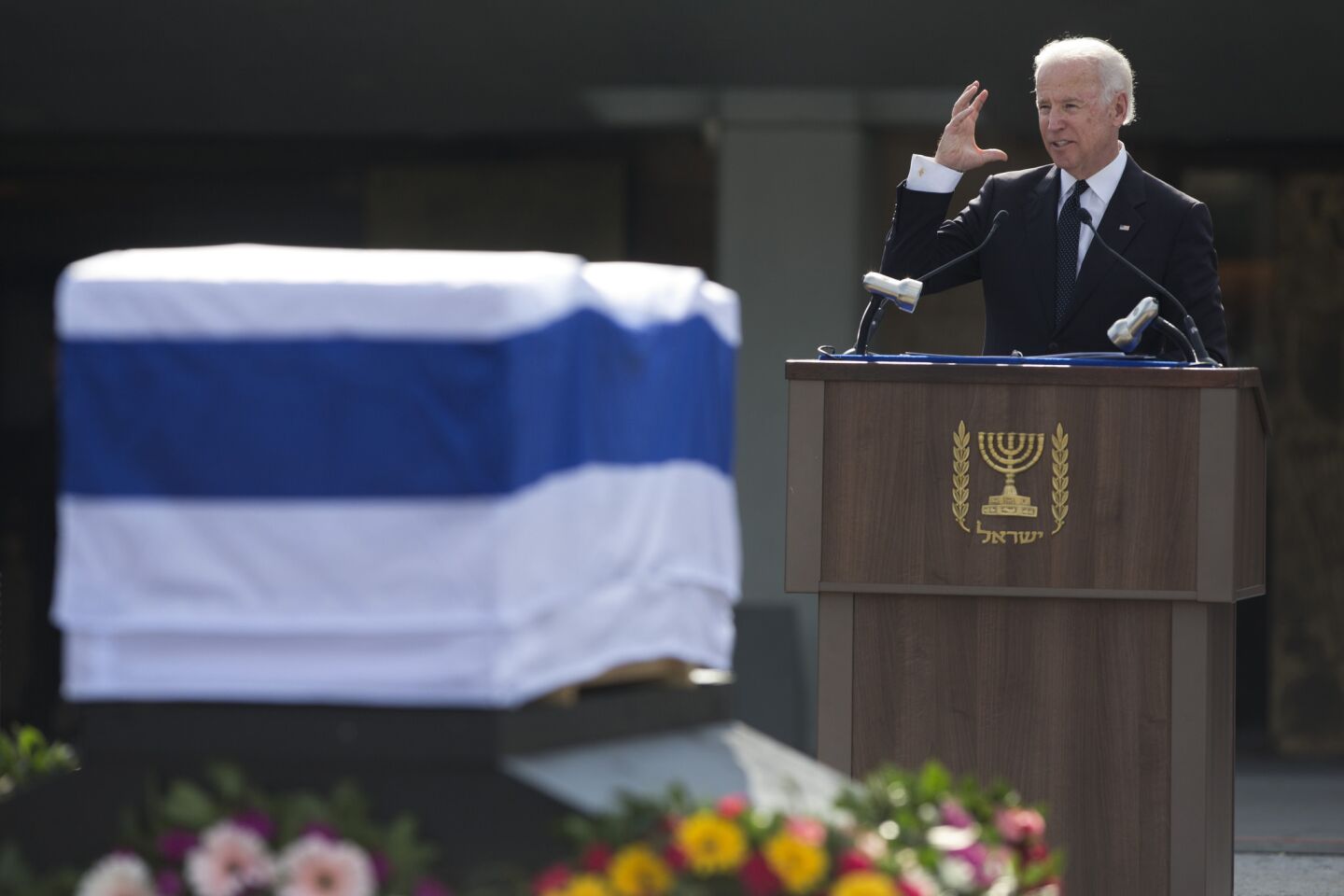 Biden at Sharon's funeral