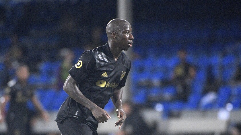 LAFC forward Bradley Wright-Phillips sets up for a play.