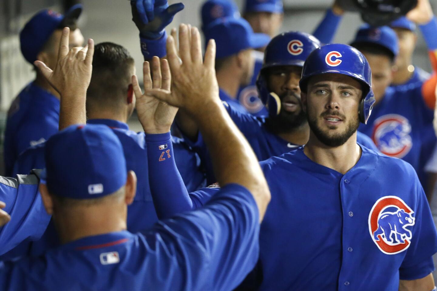 Anthony Rizzo and Kris Bryant by Ezra Shaw
