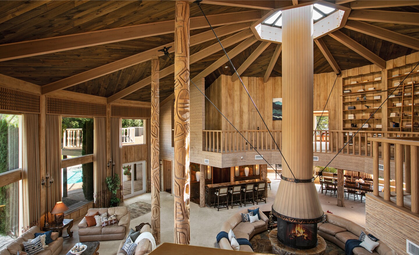 Capable of hosting 100 guests, the 554-acre ranch centers on a 17,000-square-foot lodge with a commercial kitchen, massive dining room and conference hall.