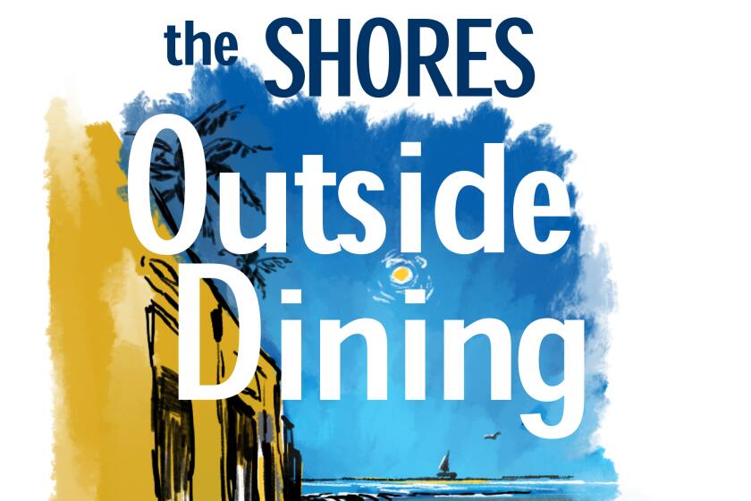 The La Jolla Shores Association created a flier for the launch of its outdoor dining program on a block of Avenida de la Playa in the Shores.