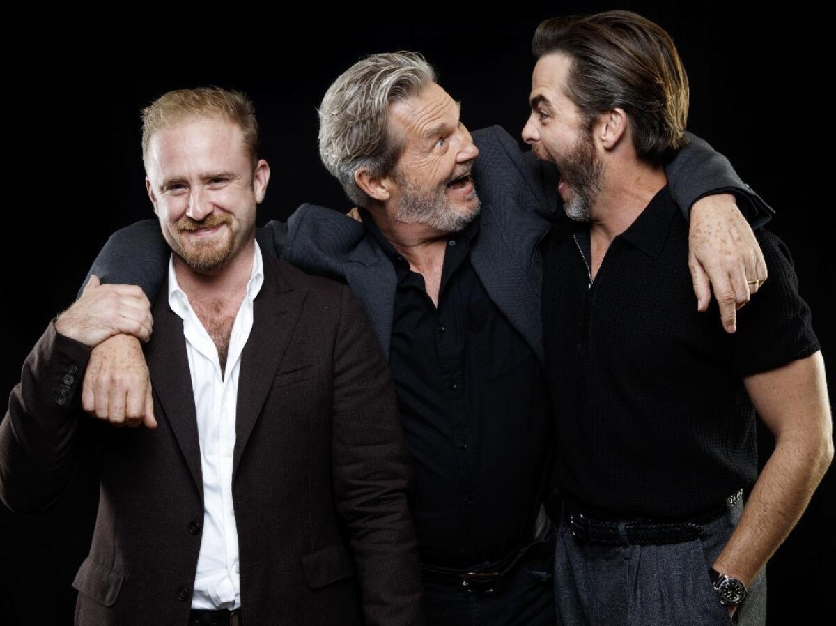 The stars of "Hell or High Water," from left, Ben Foster, Jeff Bridges and Chris Pine, have seen just how relevant its message of economic desperation has become.